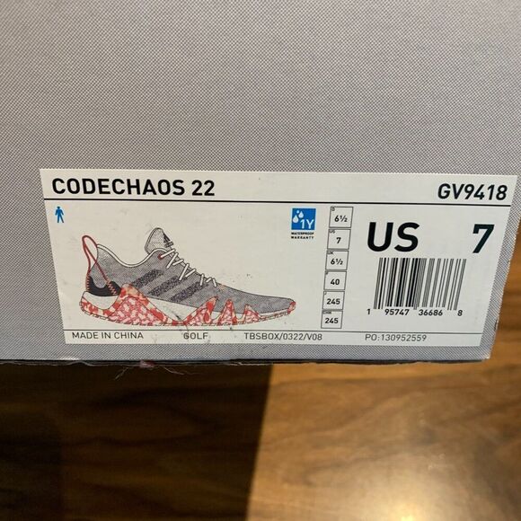 Adidas Codechaos golf shoe, NWT, mens' sz 7, women's 9, never worn, orange grey, - Picture 6 of 11